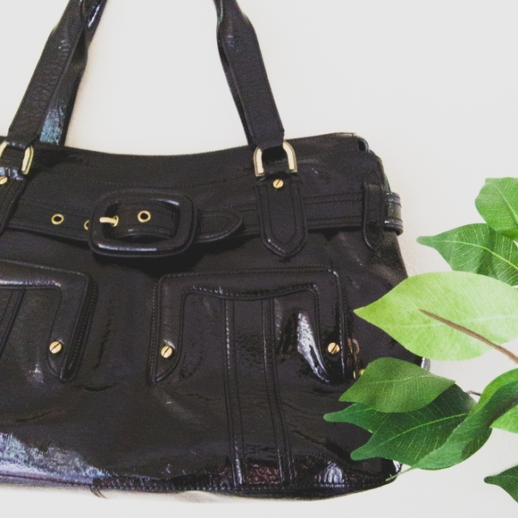 *SOLD* COLE HAAN Chic Black Patent Leather Large Shoulder Bag - Picture 5 of 13